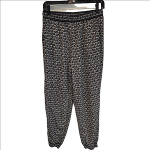 Max Studio Elastic Waist Black and White Patterned Joggers